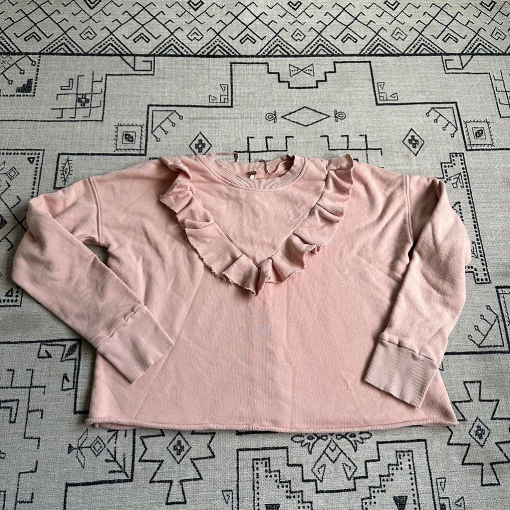 Free People Ruffle Pink Women Sweatshirt M